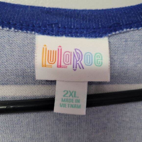 Lularoe Caroline Cardigan Sweater Open Front Blue Striped Womens 2XL Tags Casual - Picture 5 of 6